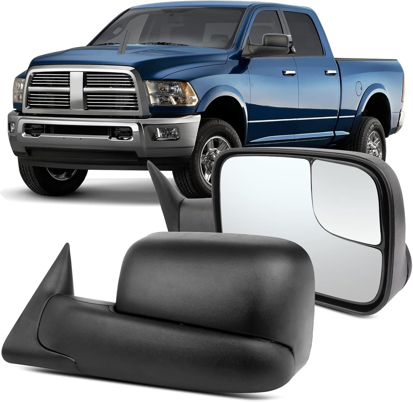 OCPTY Towing Mirror for Dodge Ram 1500 2500 3500 - Manual Adjust