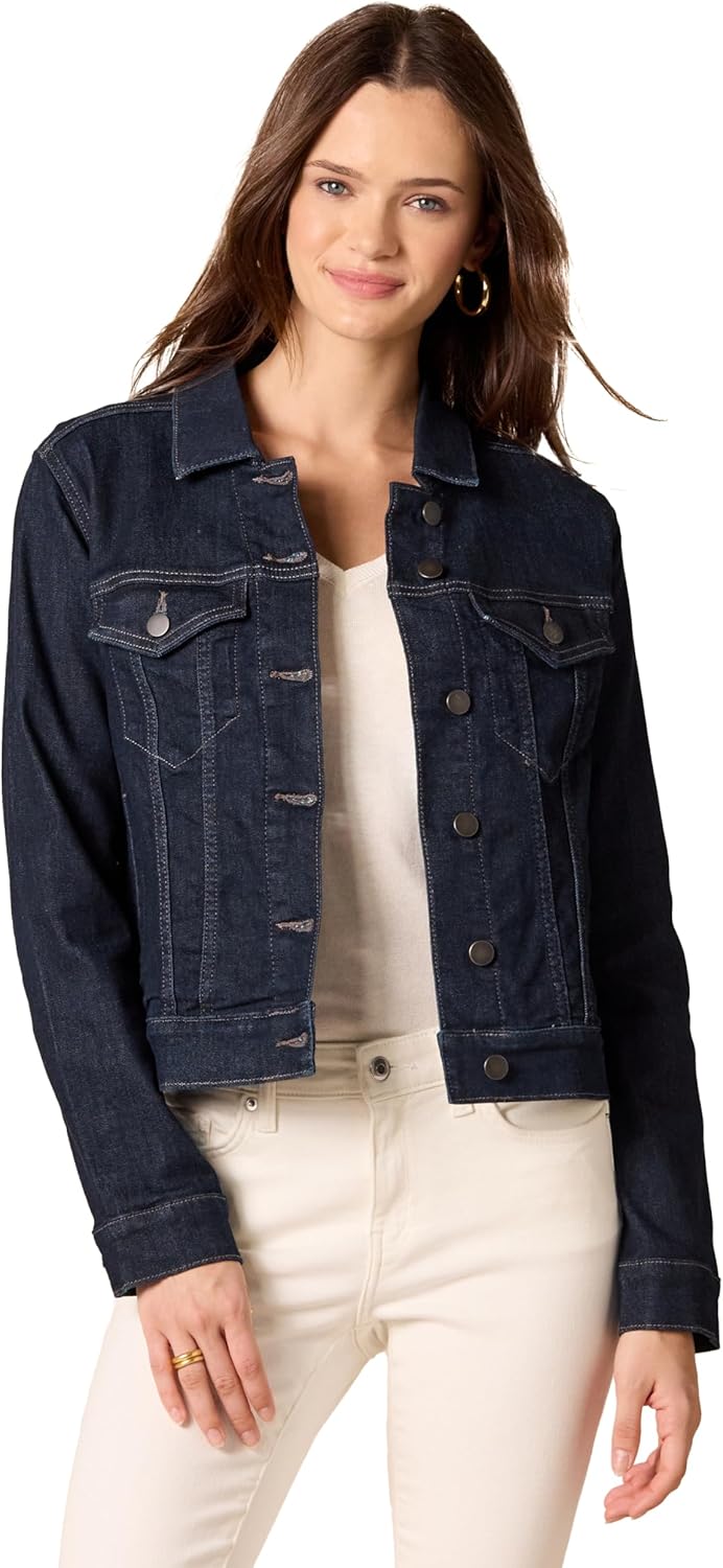 Classic Women's Jean Jacket with High Stretch Denim Comfort