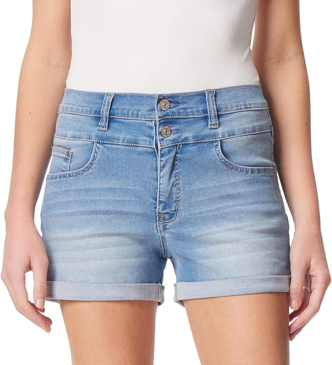 WallFlower Women's Sassy Denim Shorts High-Rise Insta Soft Fit