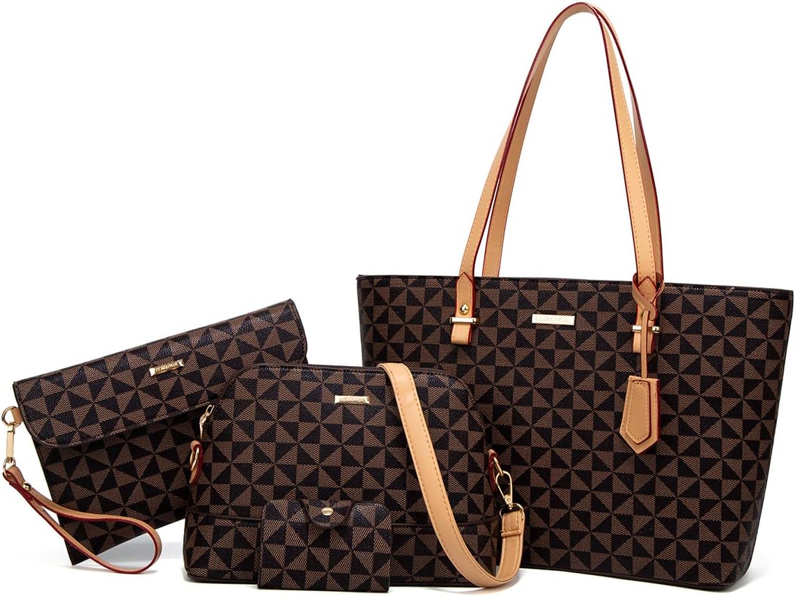 Women Fashion Synthetic Leather Handbags Tote Bag Set 4pcs