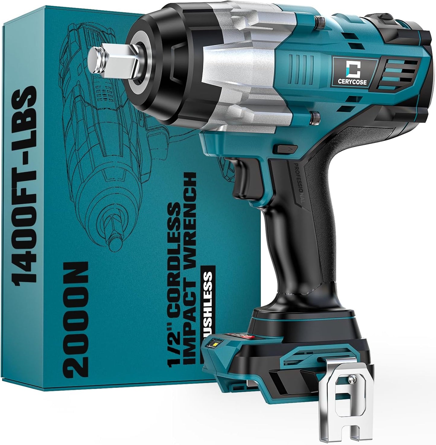 Cordless Impact Wrench 1/2 inch - 1400FT-LBS High Torque Tool