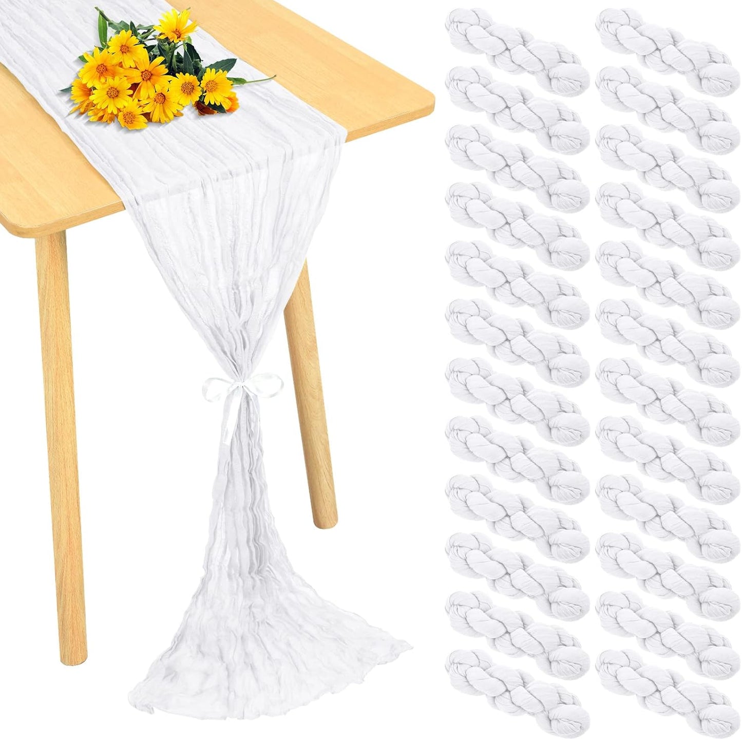 24 Pack Cheesecloth Table Runner for Elegant Wedding Decor