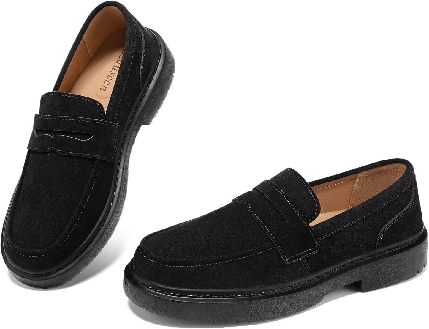 BEAUSEEN Women's Suede Penny Loafers - Chic Casual Slip On Shoes