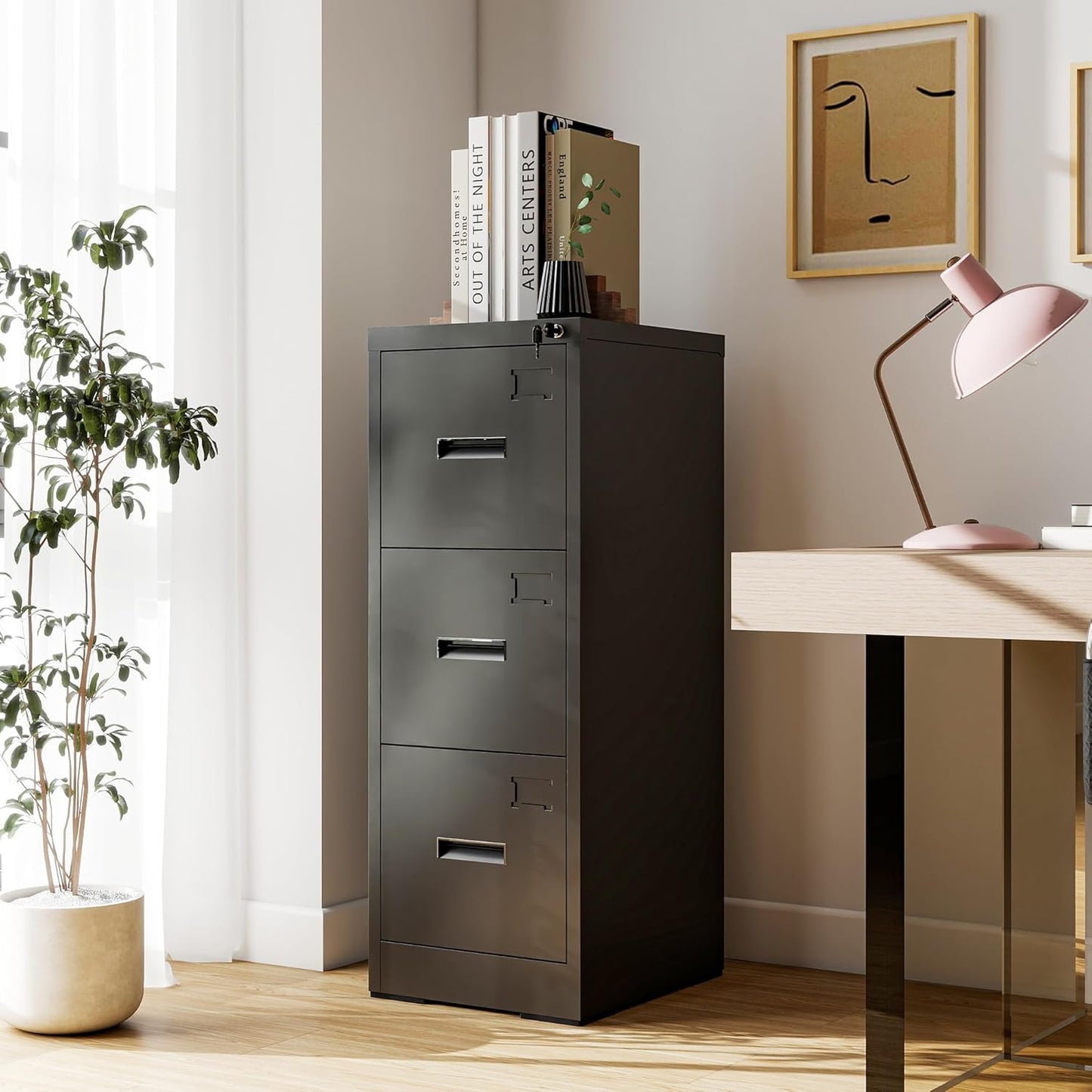3-Drawer Locking Vertical File Cabinet for Secure Storage