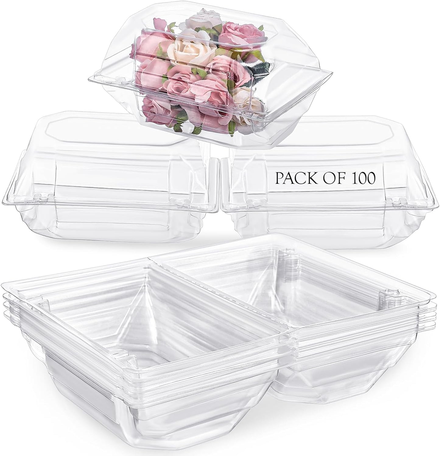 100 Pack Clear Plastic Flower Corsage Boxes for Weddings and Crafts