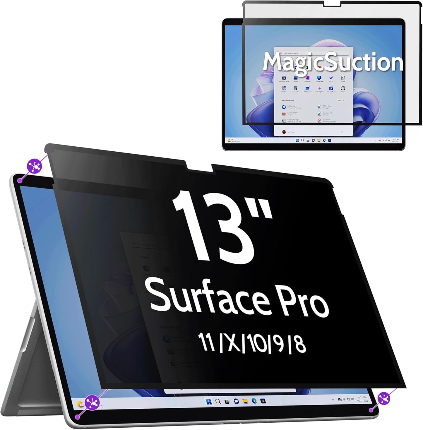MagicSuction Privacy Screen for 13 Surface Pro, Glare Filter, Peslv