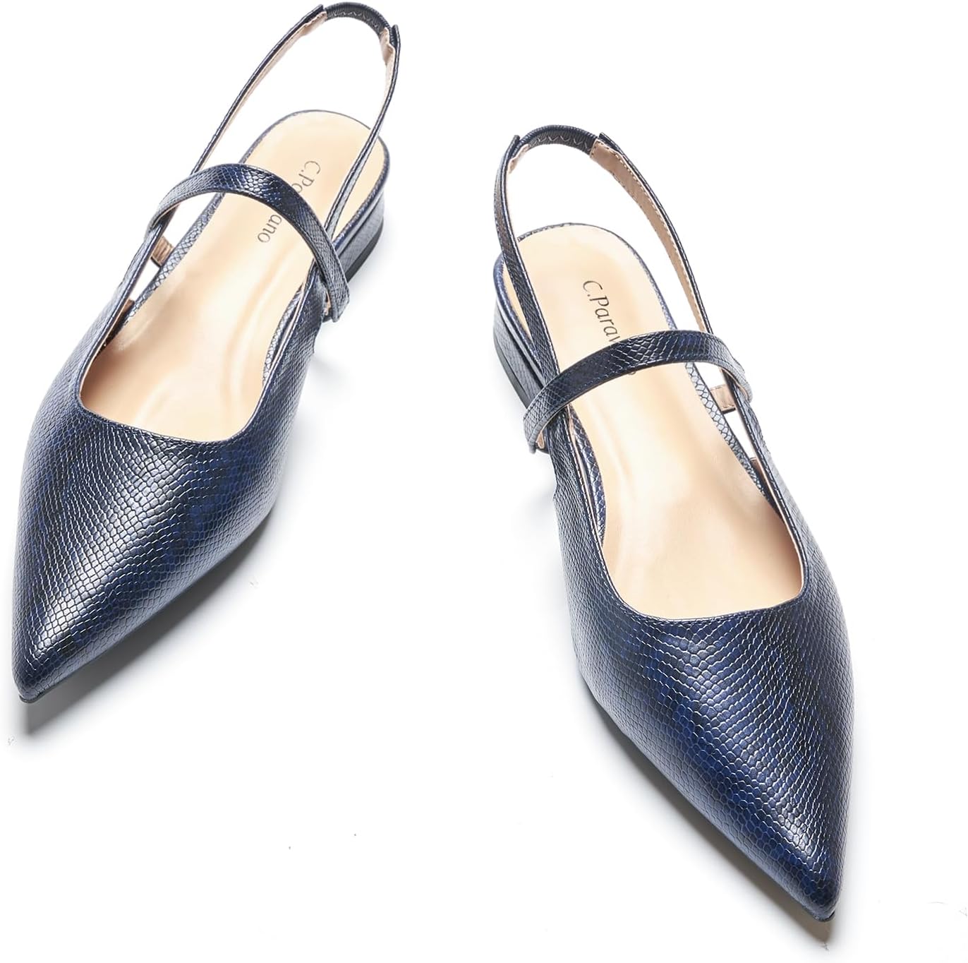 C.Paravano Women's Slingback Flats - Stylish Snake-Print Design