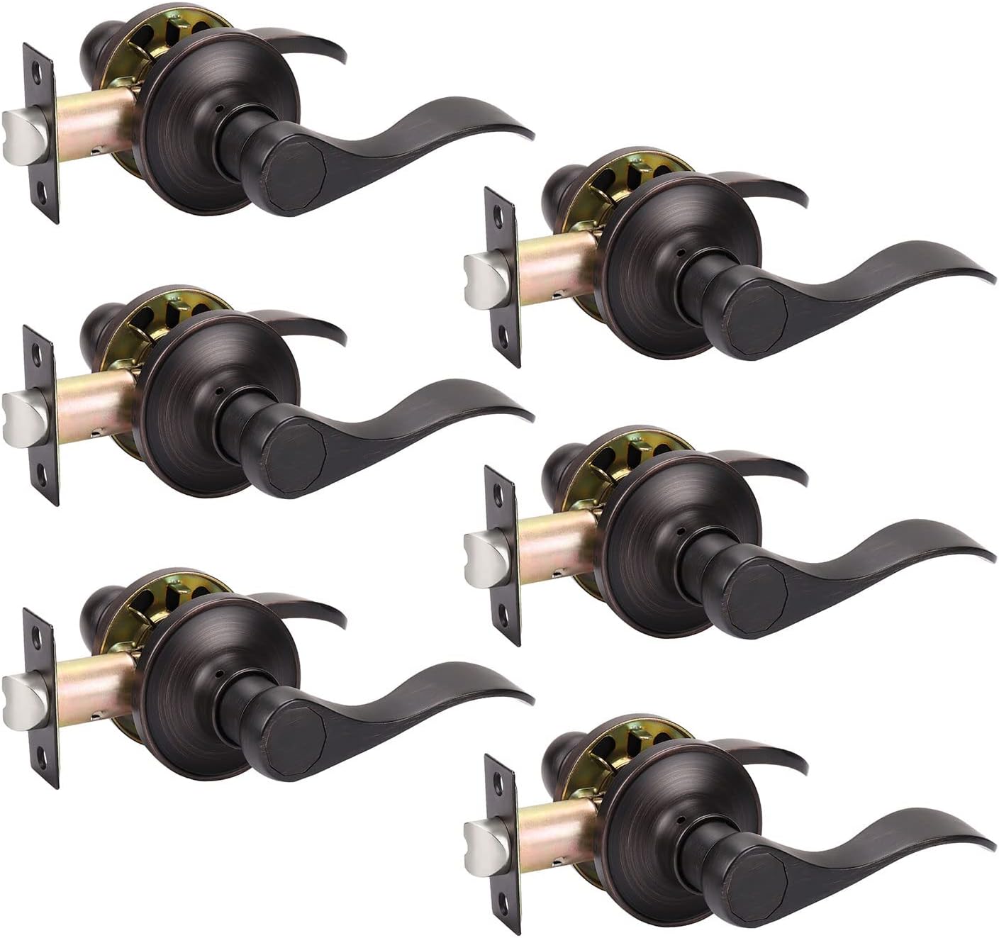 KNOBWELL 6 Pack Passage Door Levers for Hallway and Closet