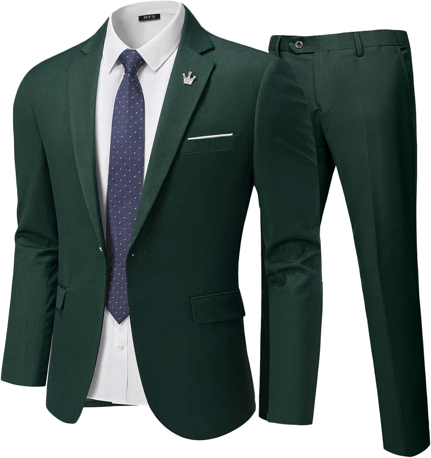 MY'S Men's 2 Piece Slim Fit Suit with One Button Jacket Set