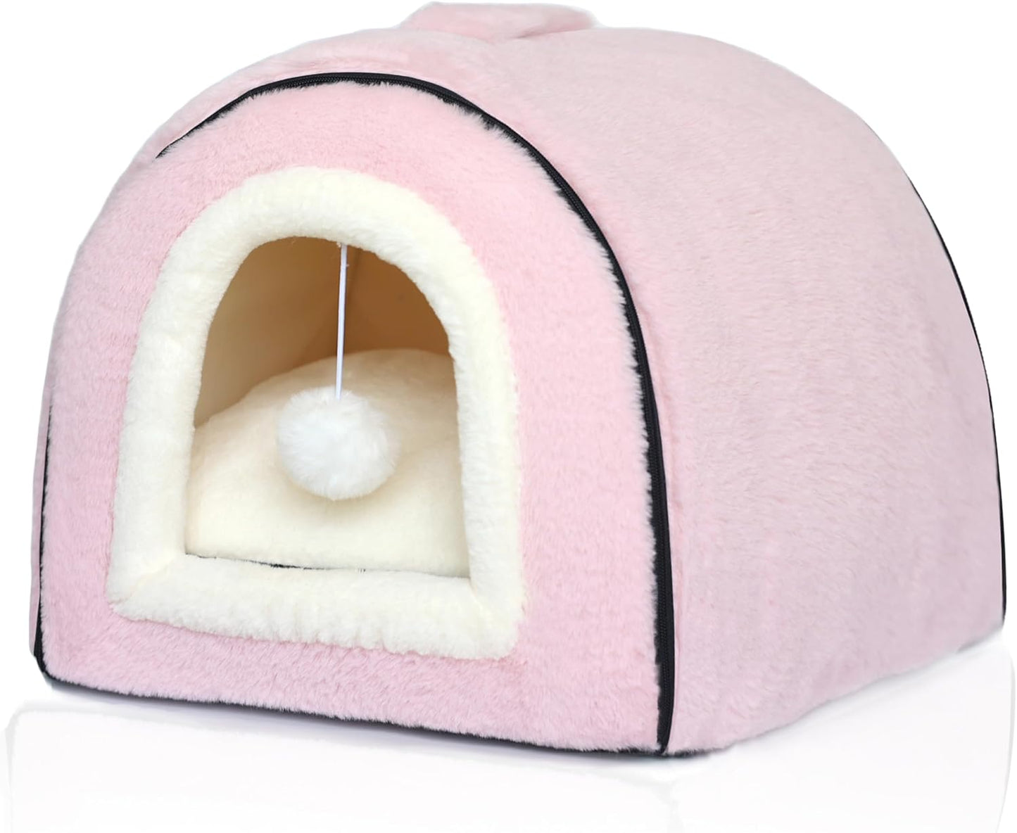 Cat Bed for Indoor Cats - Foldable Cave with Anti-Slip Base