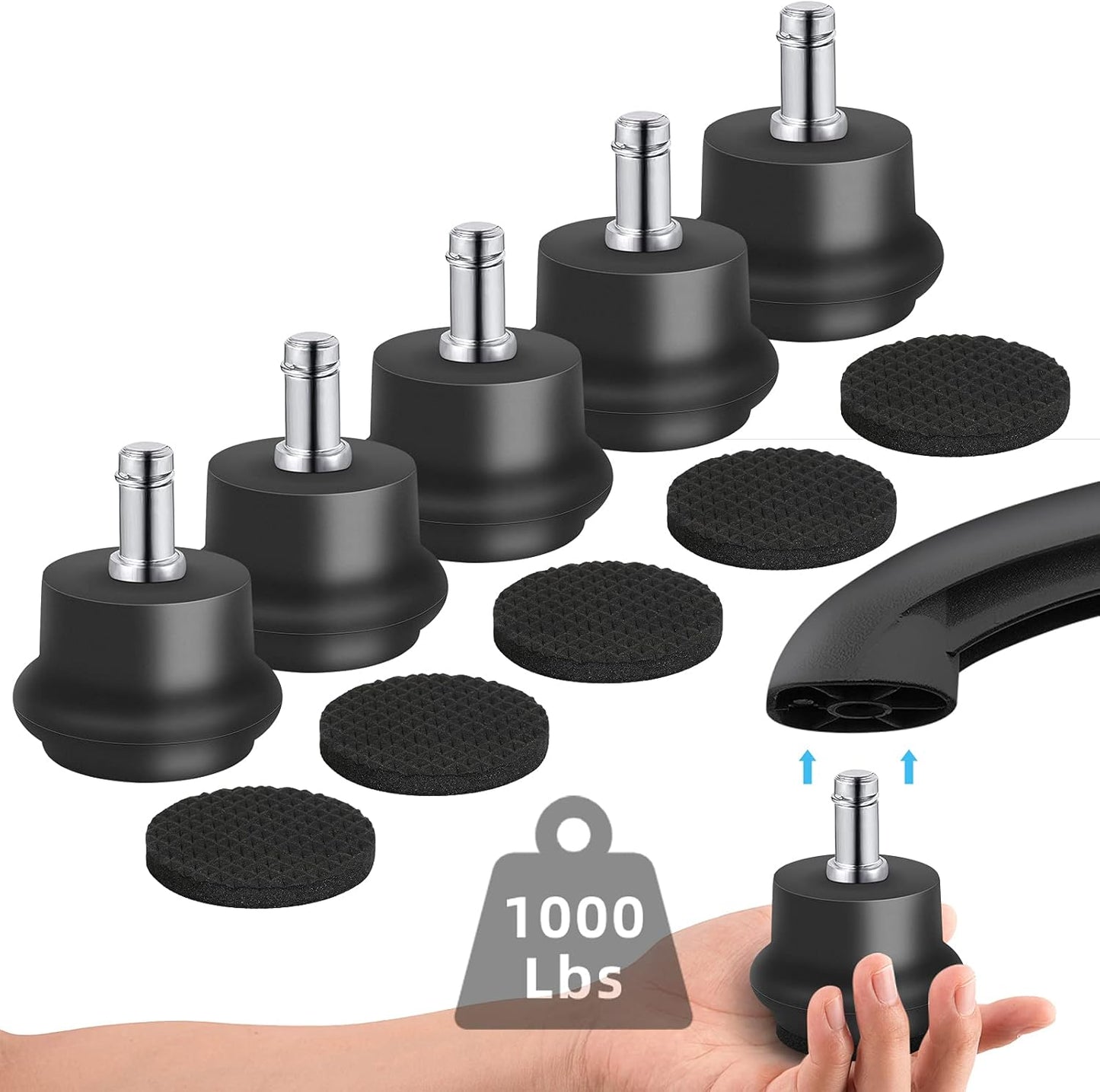 Fixed Stationary Office Chair Wheels - Stopper Included