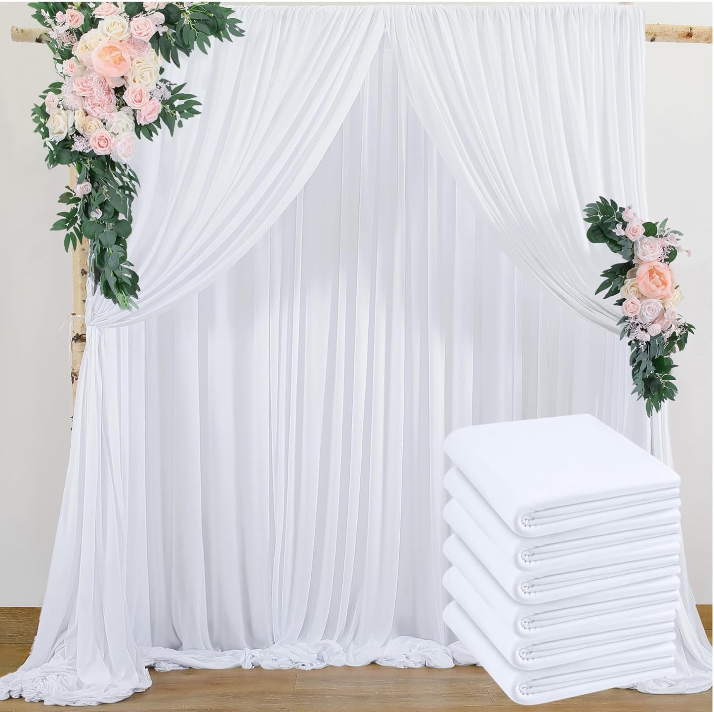 White Wedding Backdrop Set - Wrinkle-Free, Perfect for Parties!