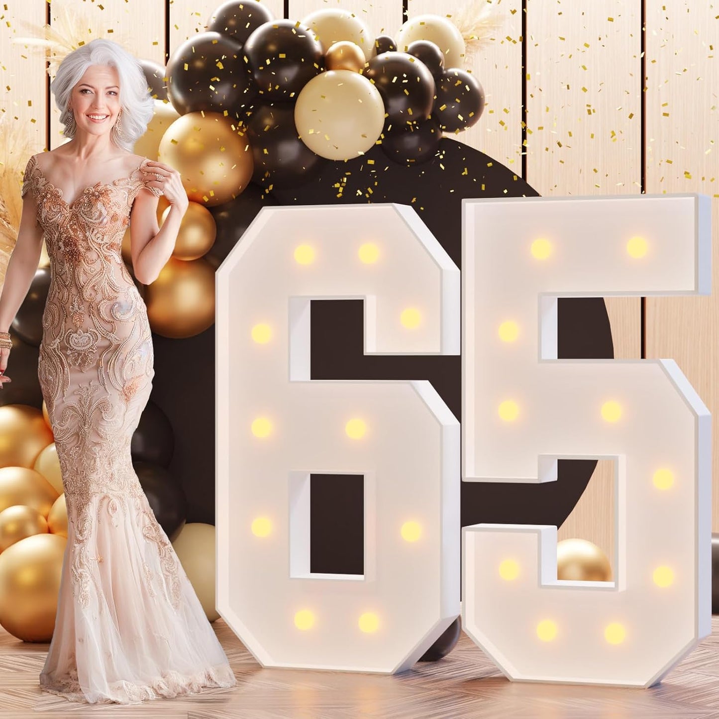 Light Up Numbers 4FT for 65th Birthday Party Decorations
