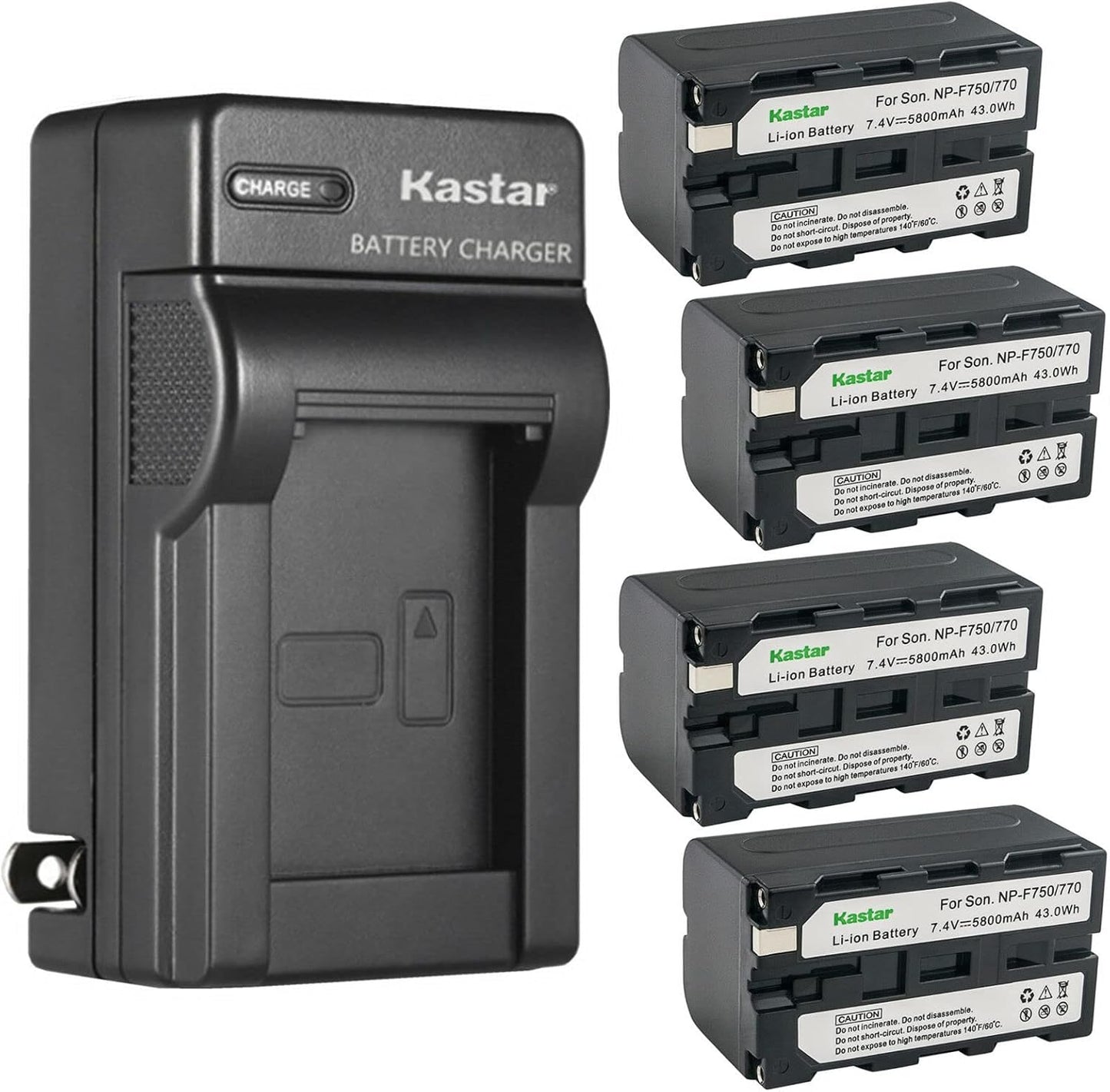 Kastar 4-Pack Battery and AC Wall Charger for Sony Camcorders