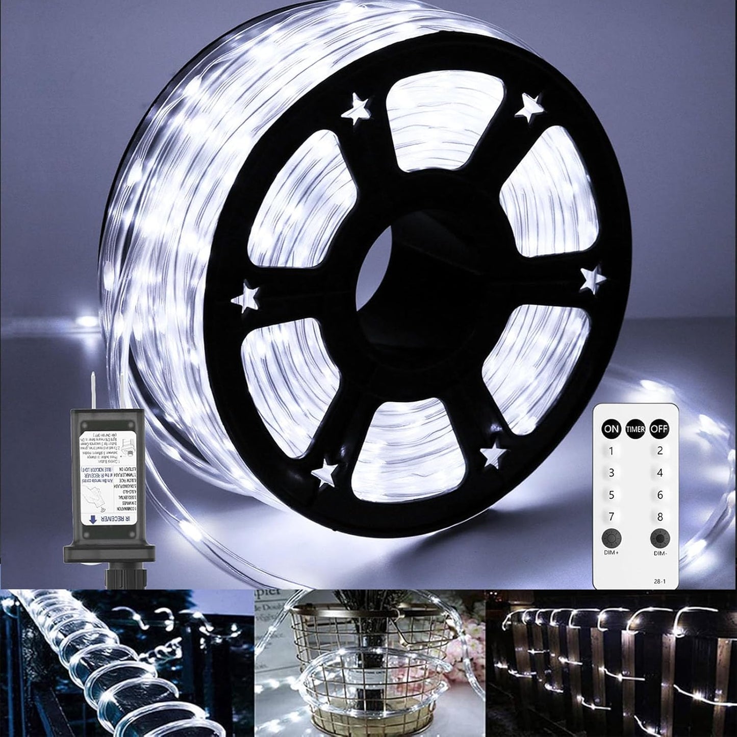 100Ft LED Rope Lights Outdoor Waterproof with Remote Control