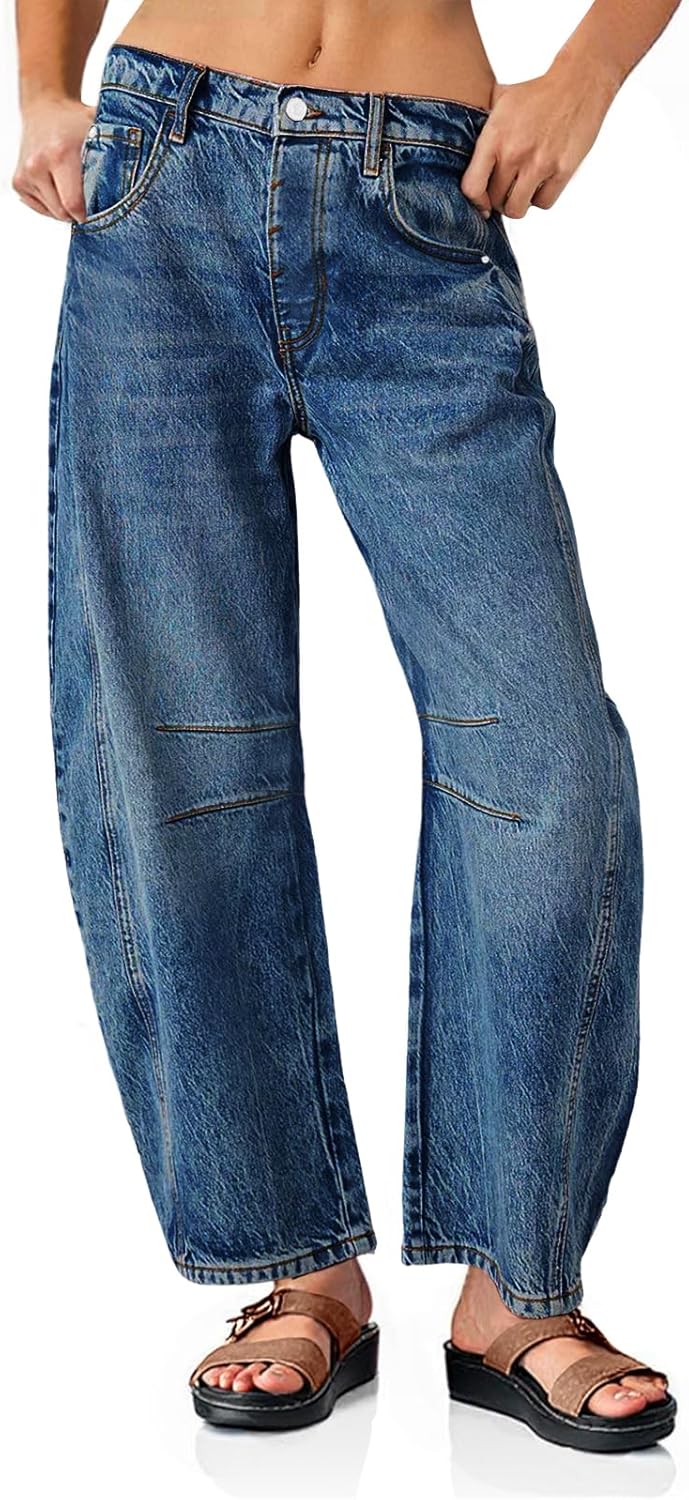 PLNOTME Women's Baggy Boyfriend Jeans for Vintage Style Lovers