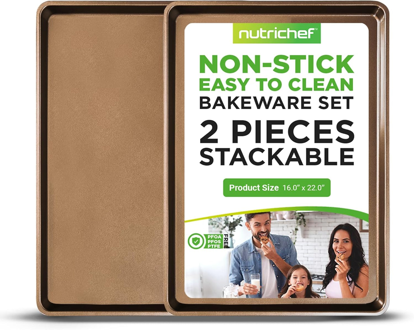 NutriChef Nonstick XL Cookie Sheets for Baking - 22in x 16in
