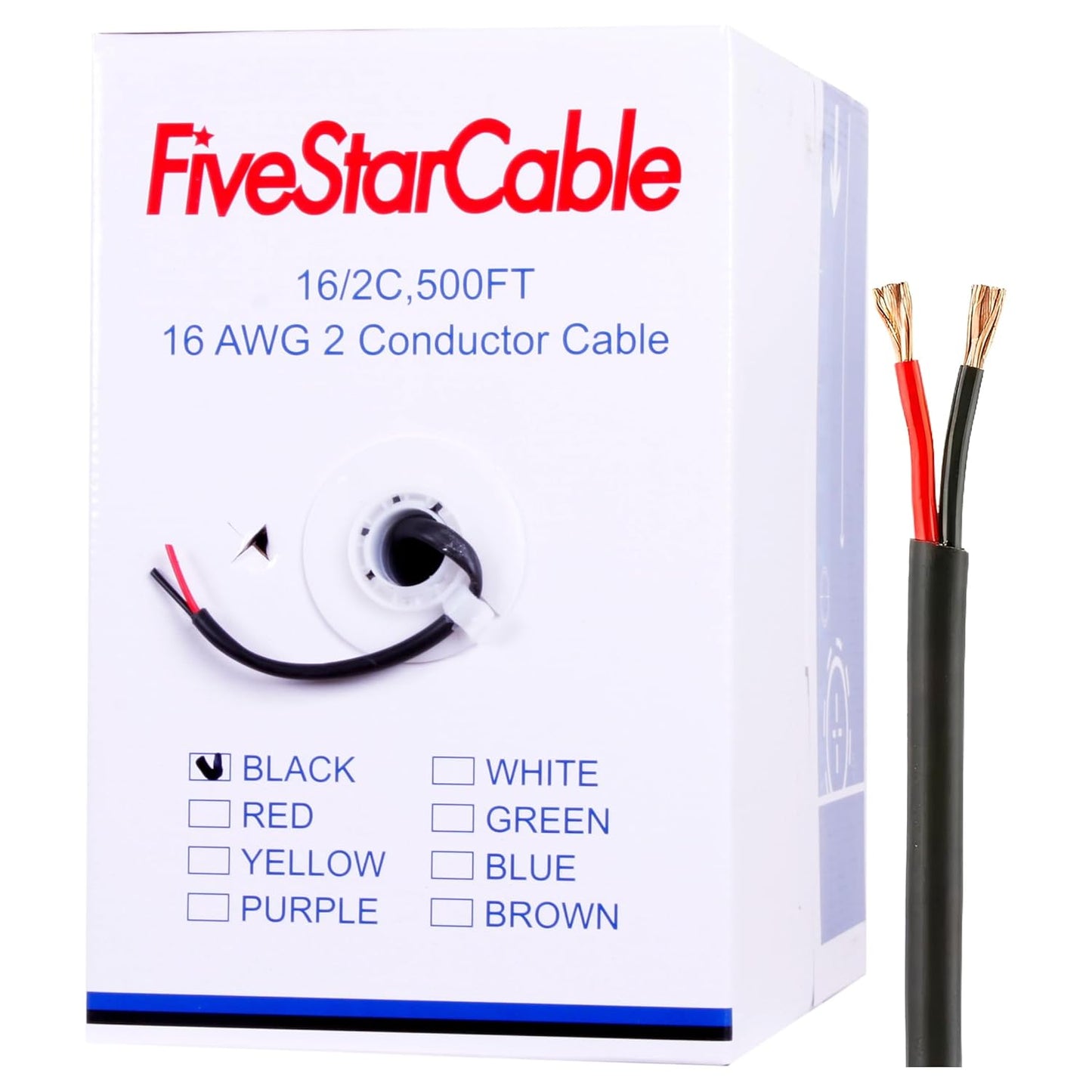 16/2 500 Ft High-Power Audio Speaker Wiring Cable for Home
