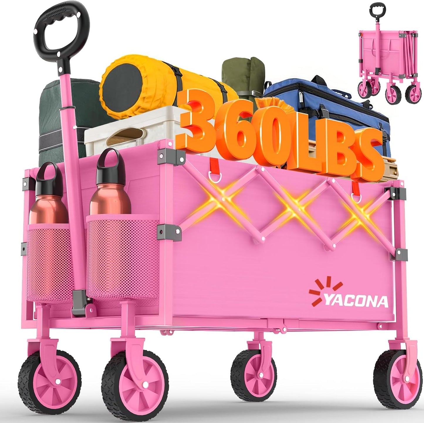 Foldable Lightweight Utility Shopping Cart with Wheels for All