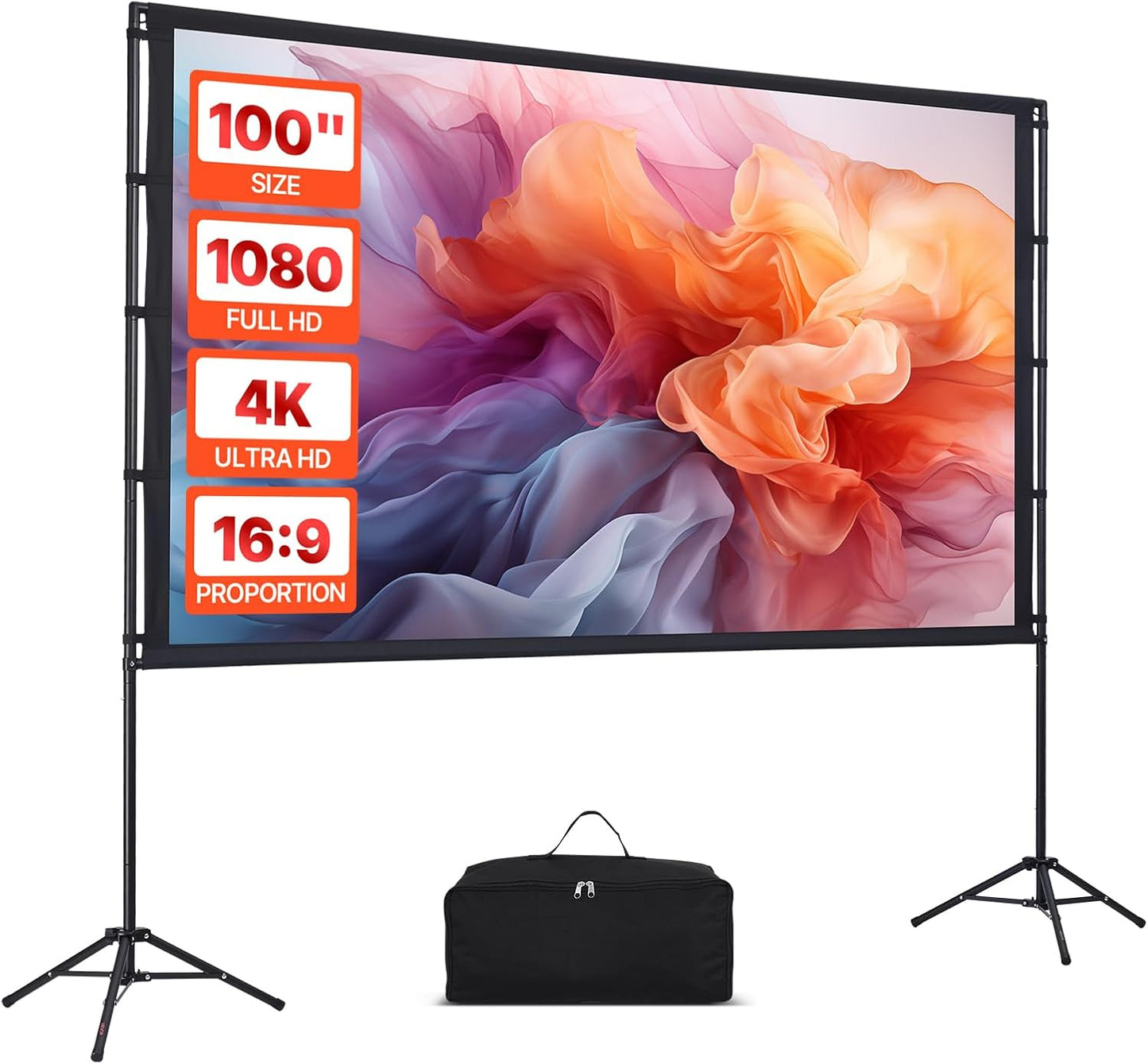 VEVOR 100 Inch Portable Projector Screen with Stand for Movies