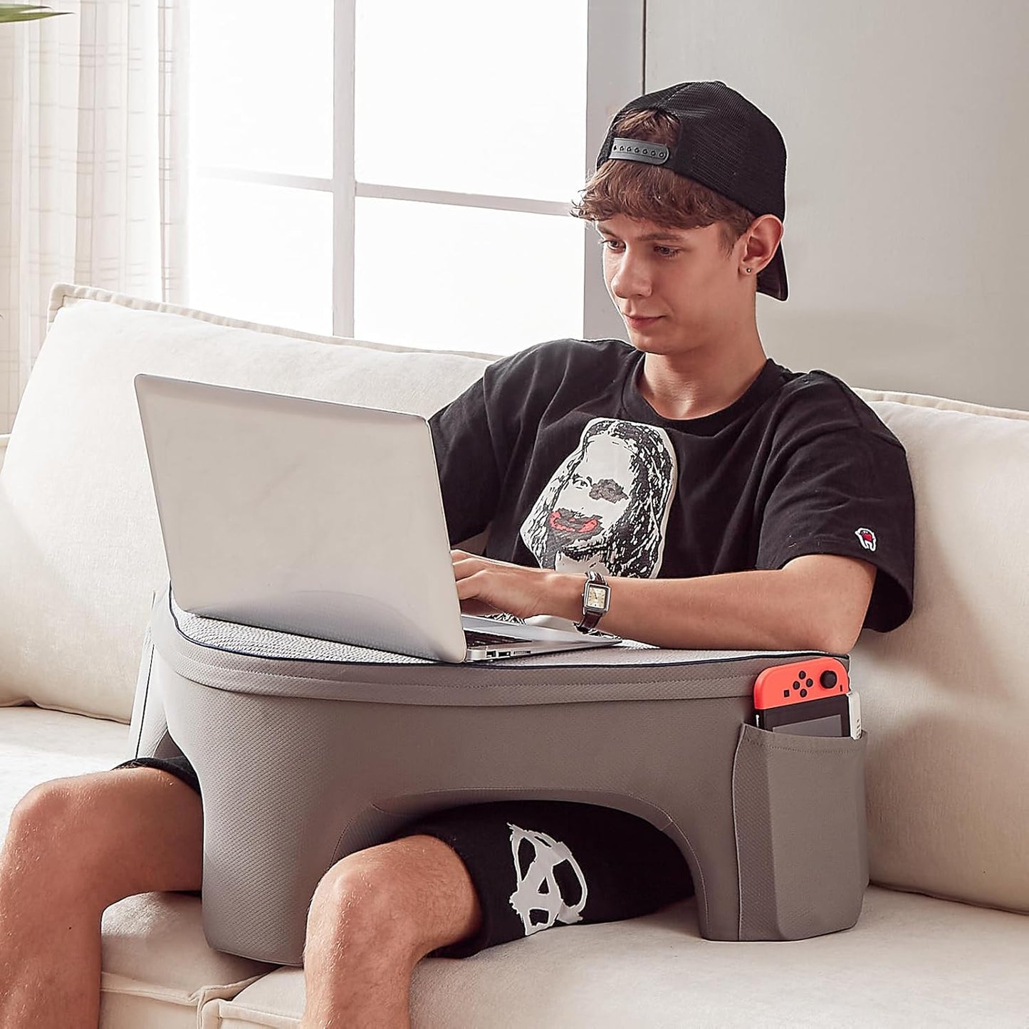 Memory Foam Lap Desk Pillow - Multi-Functional Gaming & Work Companion