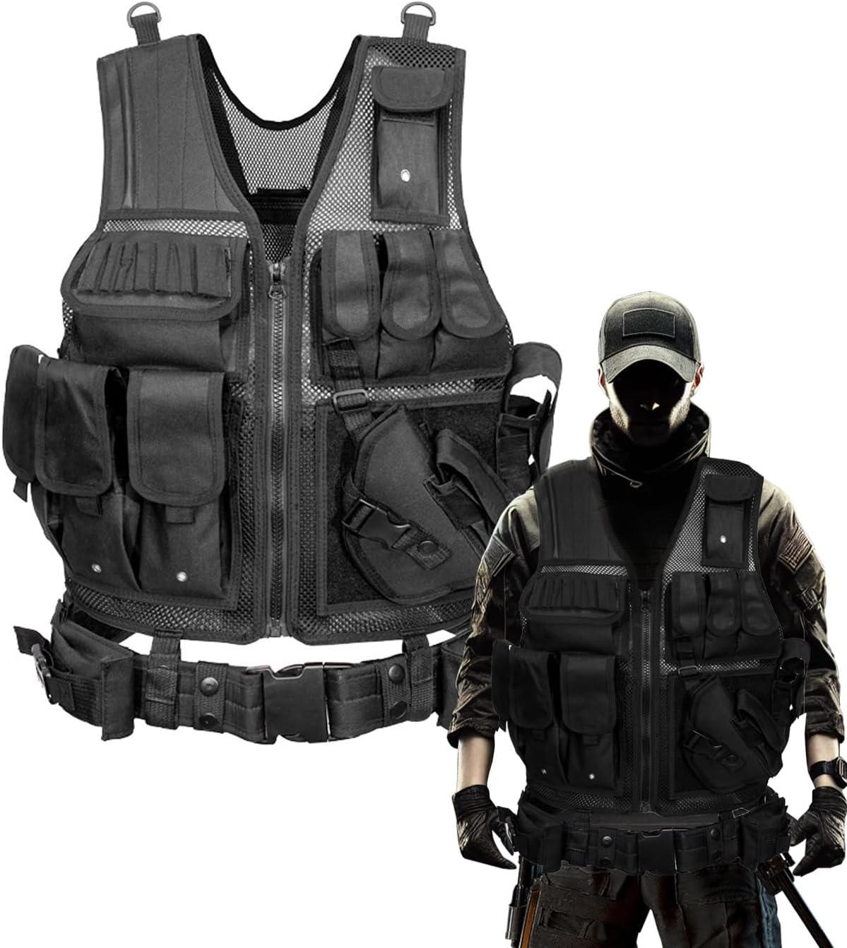 Black Tactical Airsoft Vest - Gear Up for Action!