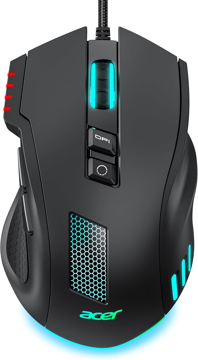 Acer Wired Gaming Mouse with 12,800 DPI and RGB Lighting