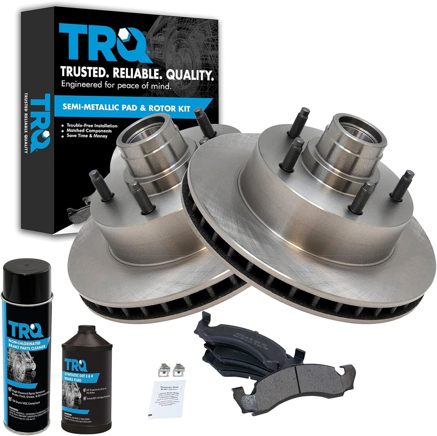 TRQ Front Brake Pad & Rotor Kit for 1987-1993 Ford E-150