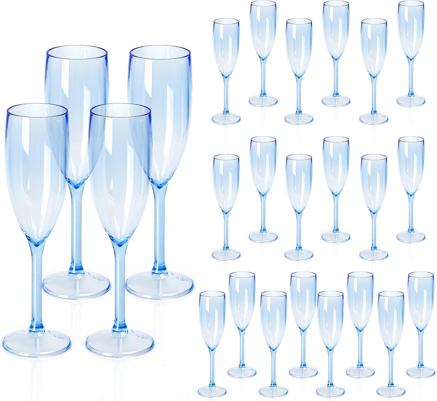 Elegant Blue Champagne Flutes for Weddings and Parties - 24 Pack