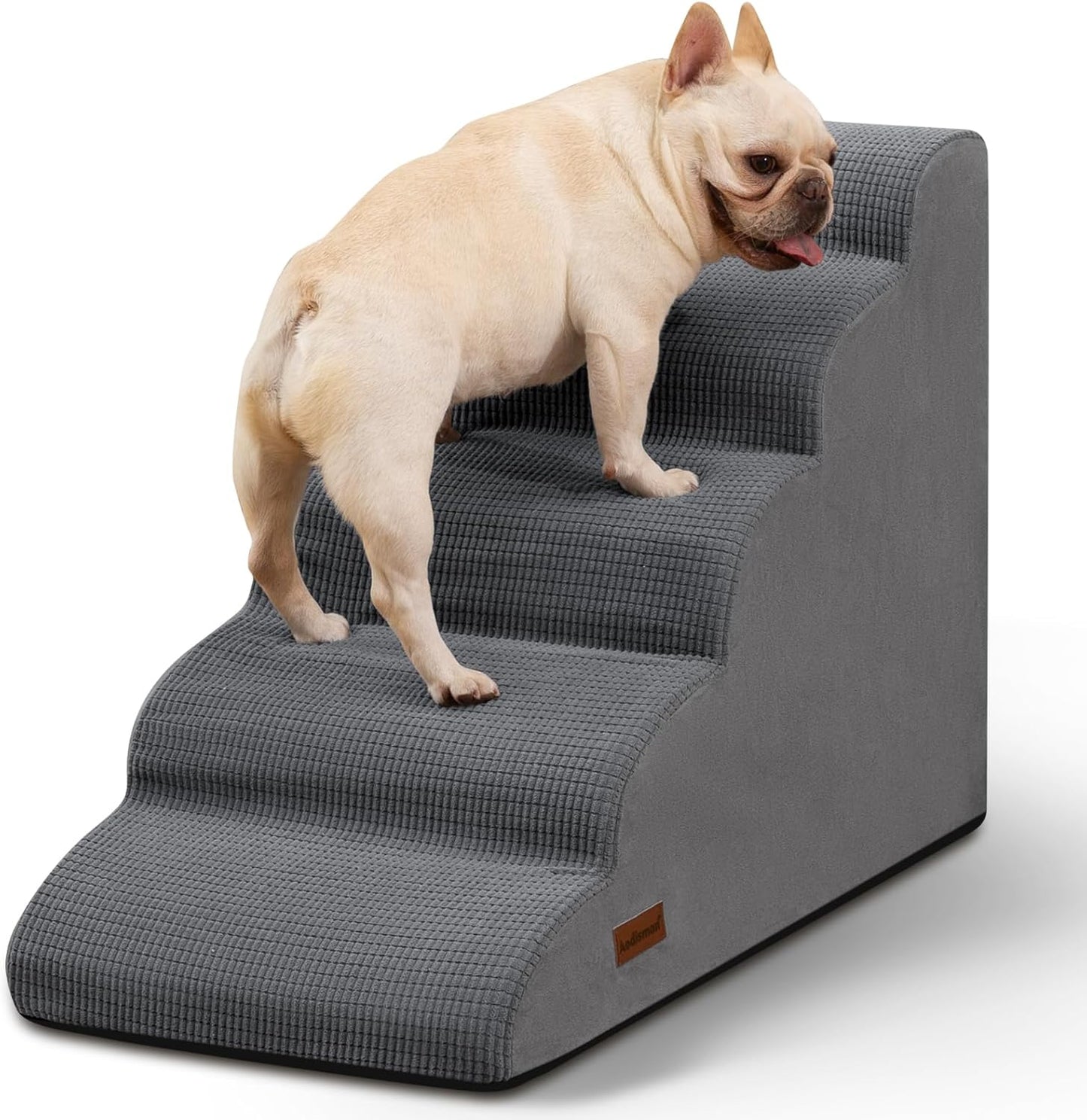 5-Step Dog Stairs and Ramp for High Bed, Non-Slip Pet Steps