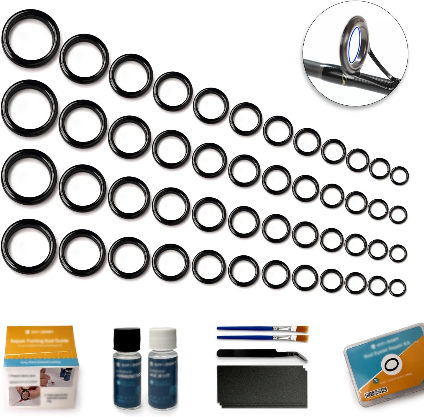 Complete Fishing Rod Repair Kit - 52 Ceramic Guide Rings included!