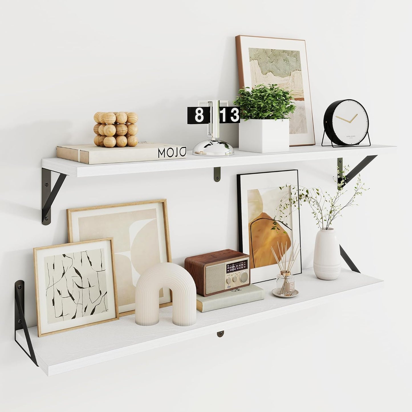 White Floating Shelf Set of 2 for Versatile Home Decor
