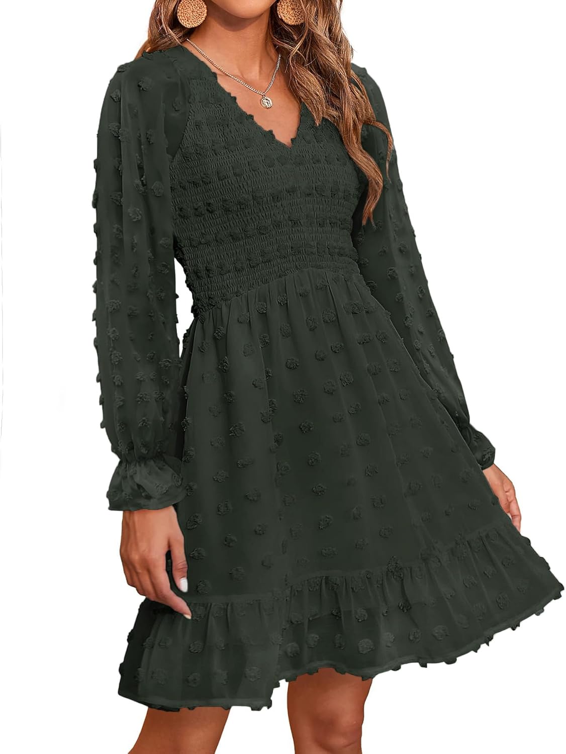 BTFBM Long Sleeve Fall Dresses for Women with Ruffle Detail