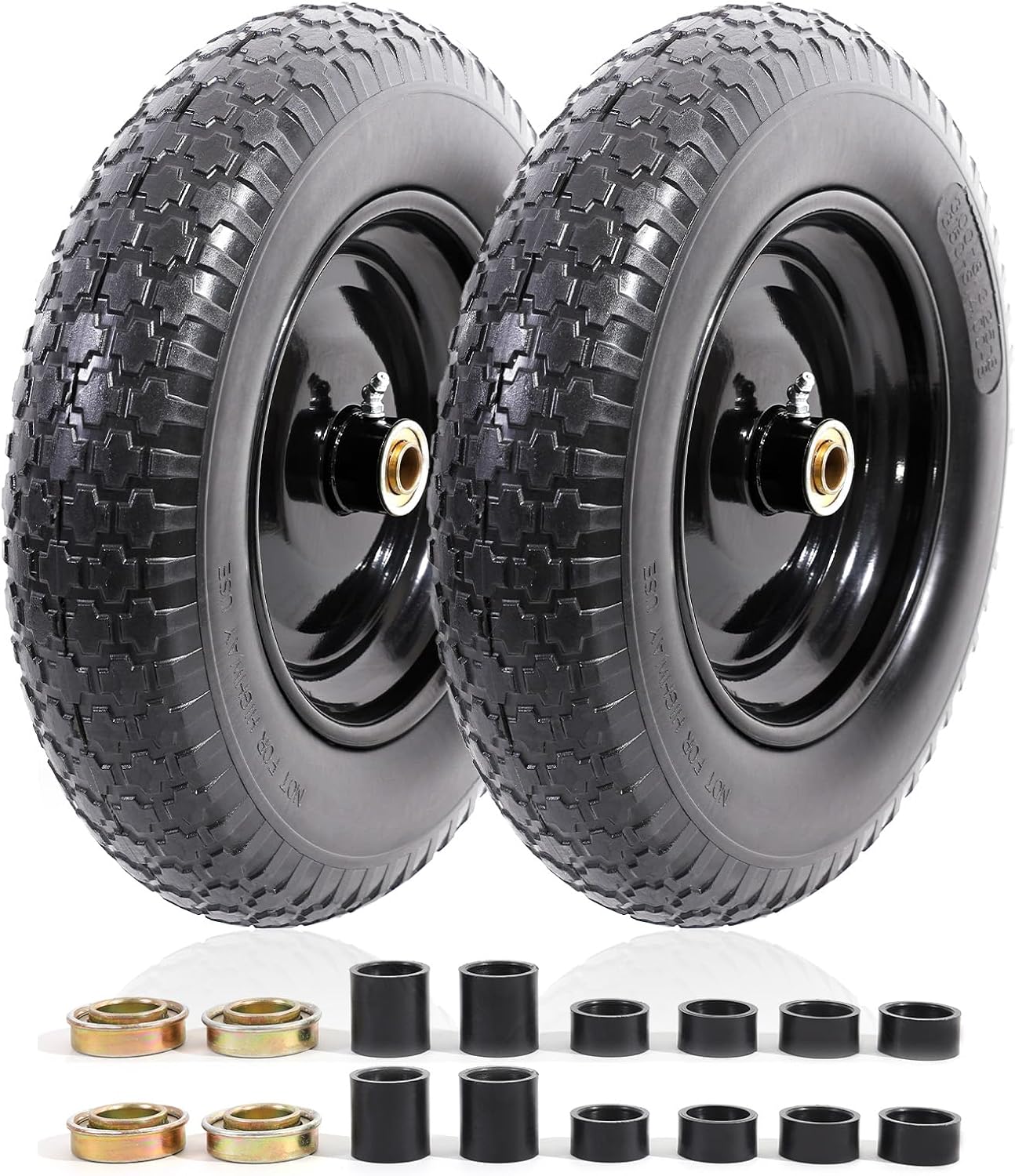 MZREXN 14.5in Flat-Free Wheelbarrow Tire for Garden Carts