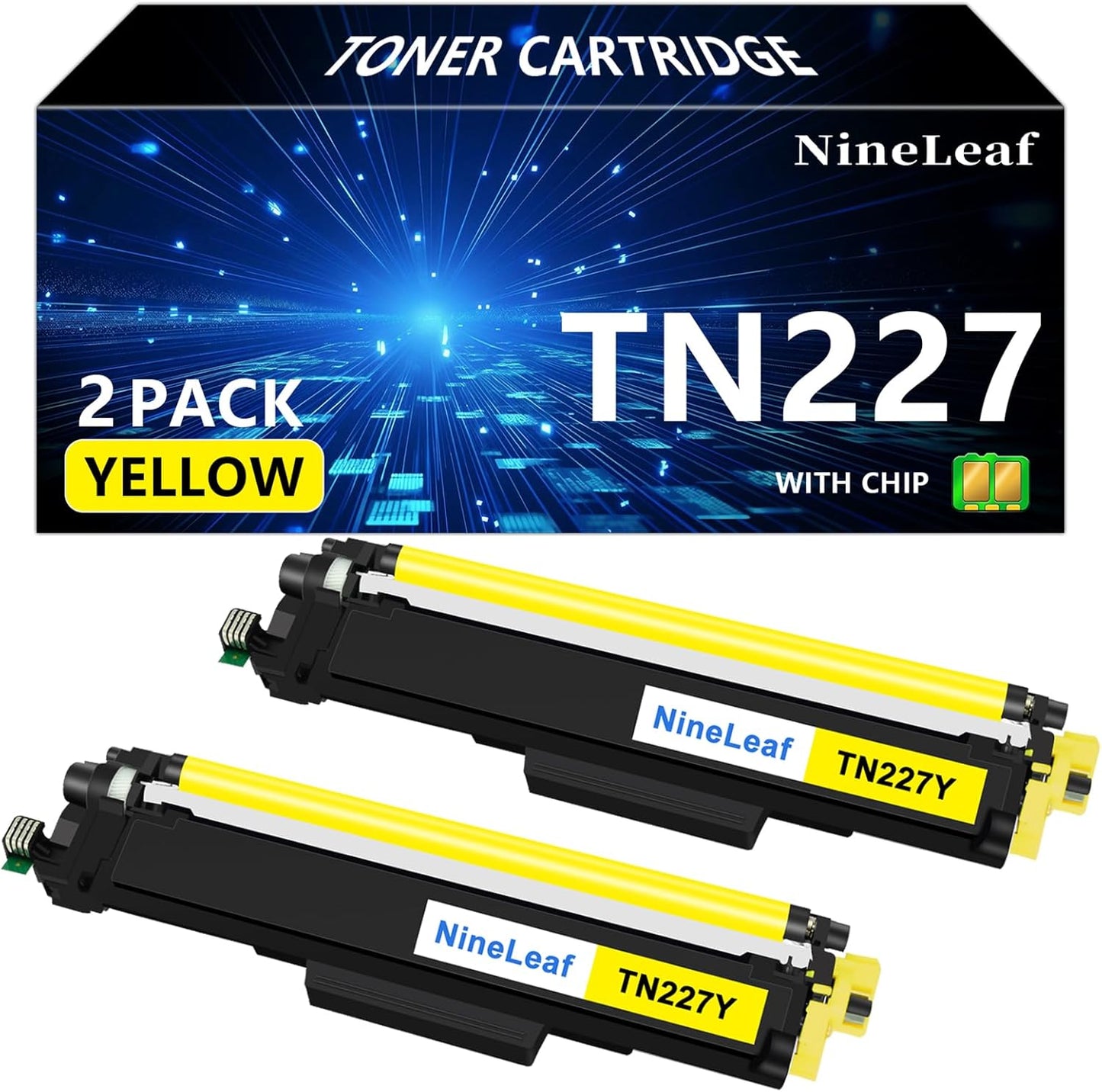 NineLeaf Yellow Toner Cartridge 2 Pack for Brother Printers
