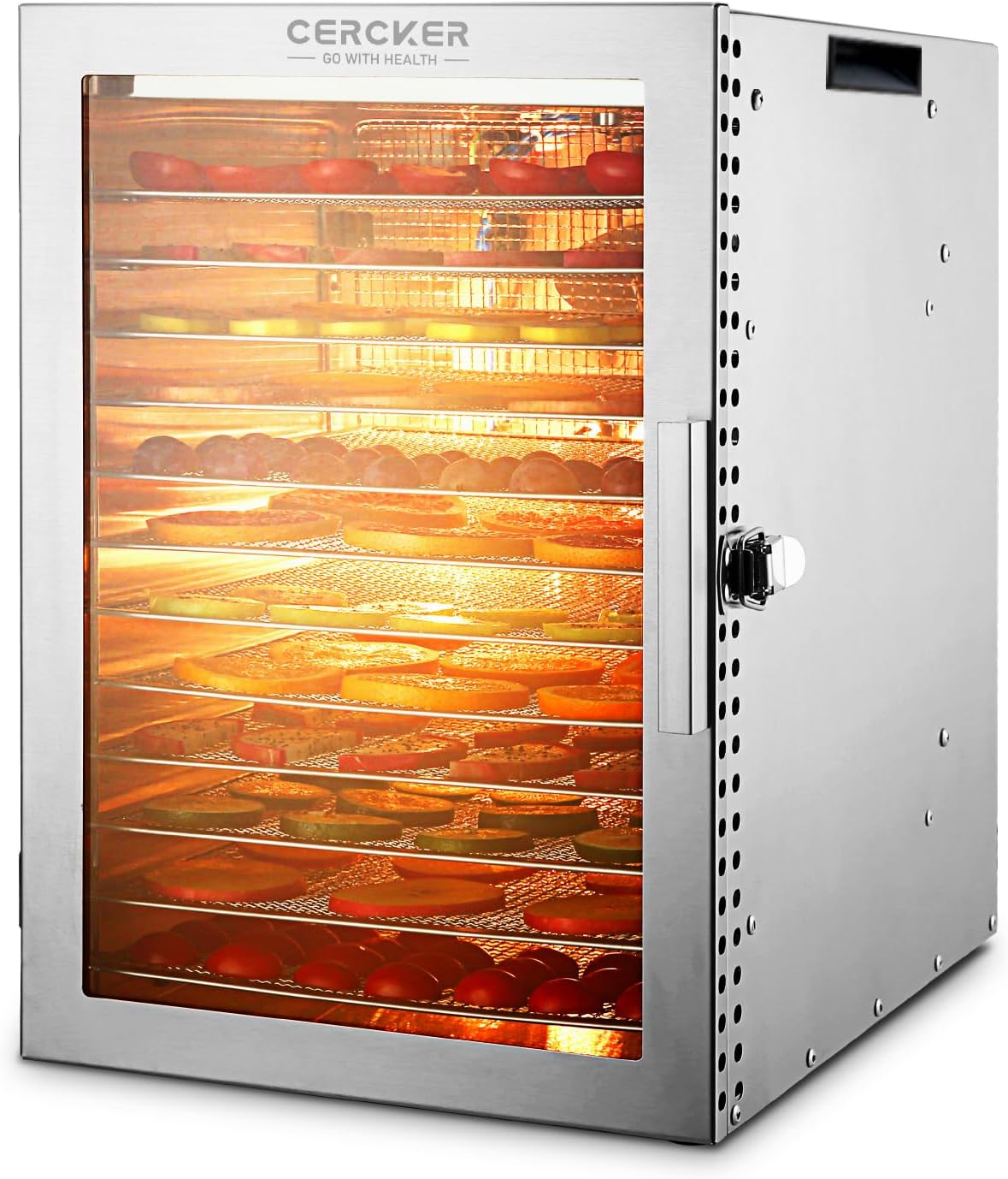 Food Dehydrator Machine with 12 Stainless Steel Trays for Jerky
