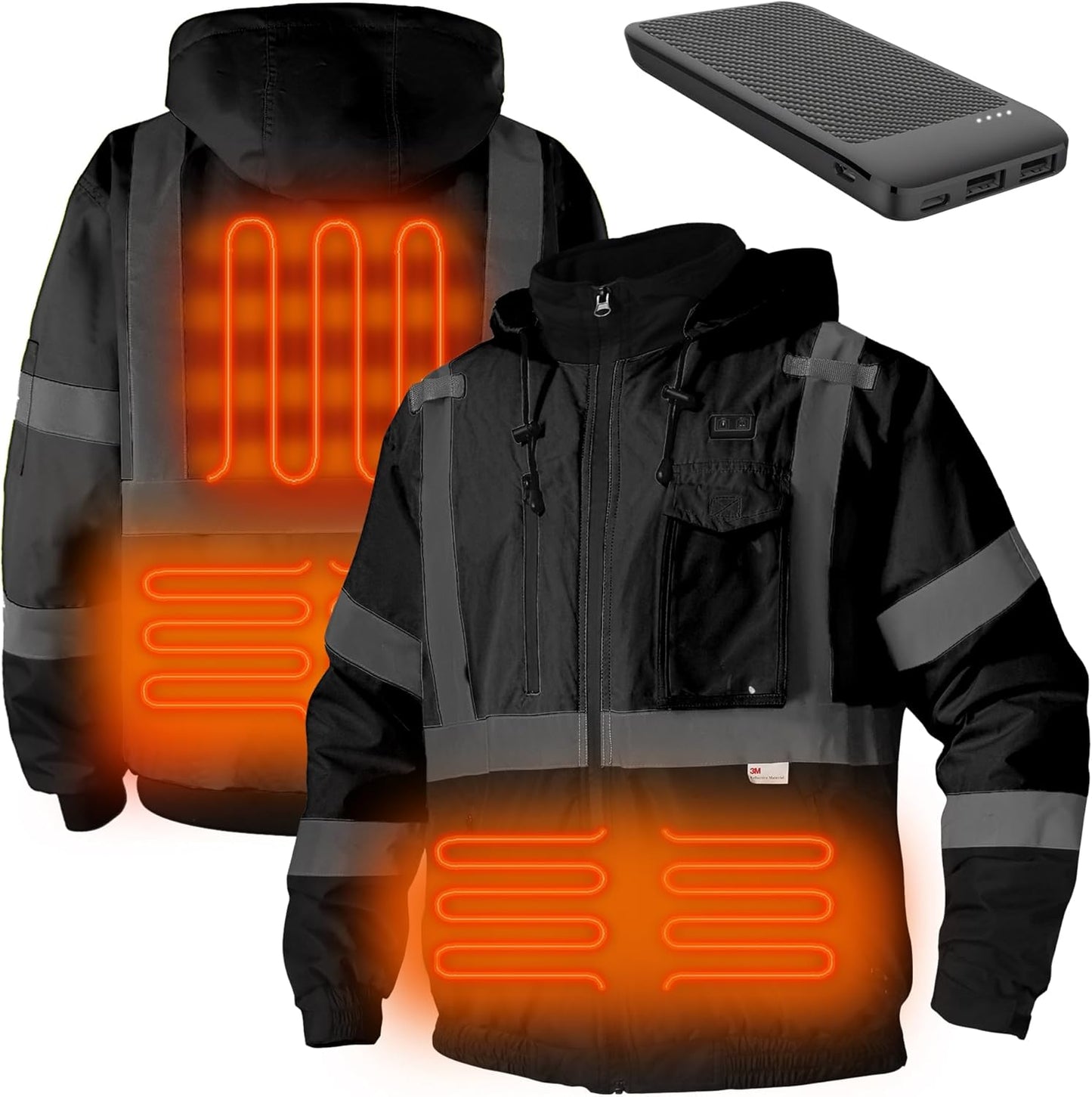 Safety Heated Jacket with 3M Reflective and Waterproof Features