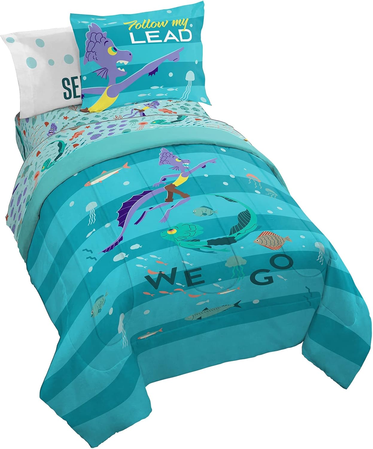 Disney Pixar Luca Twin Size Bed Set - Comforter & Sheet Set