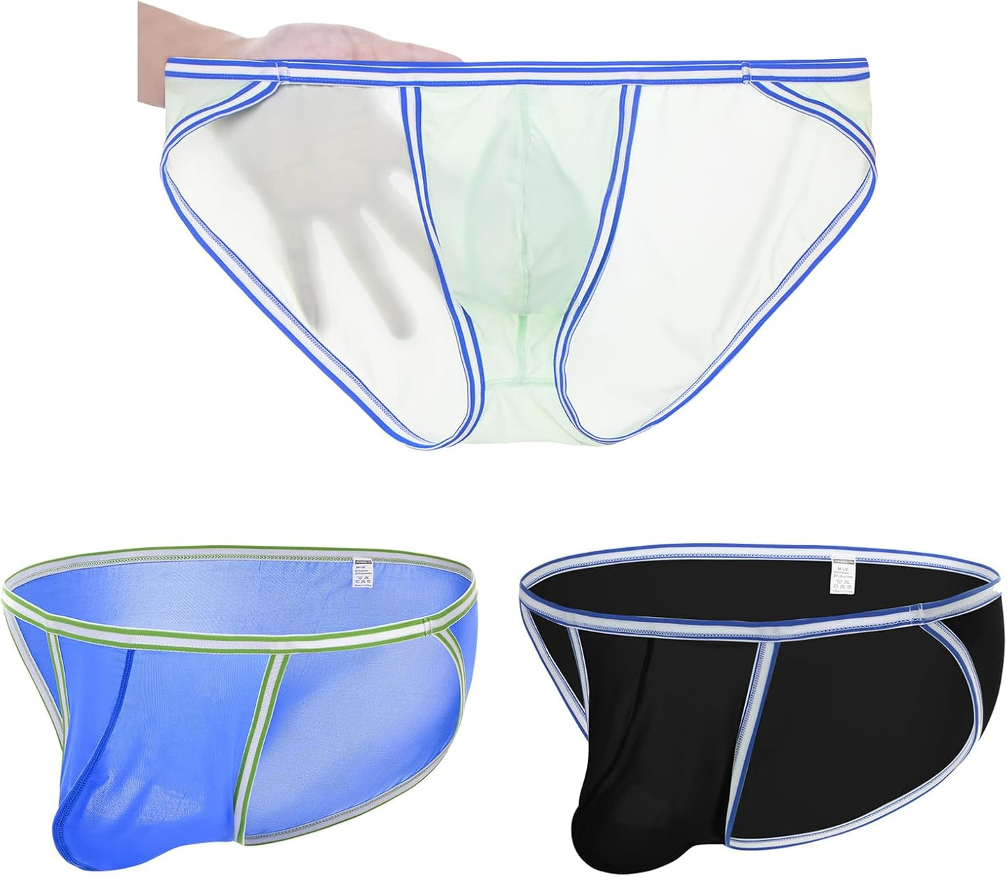 ZONBAILON Men's Briefs Dual Pouch Ice Silk Underwear for Comfort