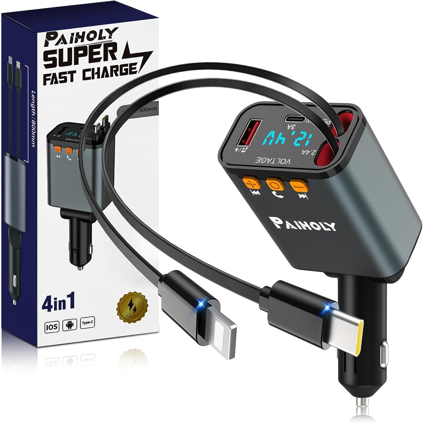 Fast Charge & Handsfree Calls with Paiholy FM Transmitter