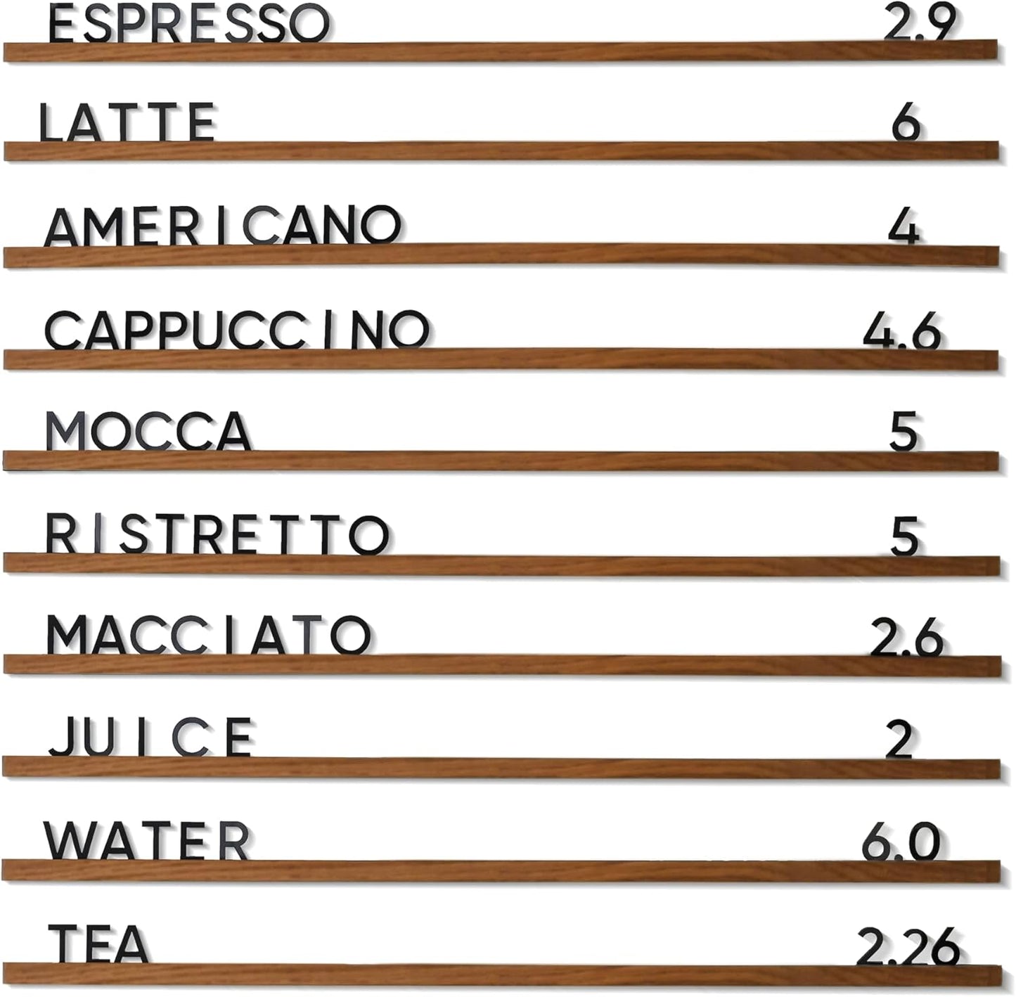 Inko Horeca Brown Wall Menu Board Set of 10 Regular Rails