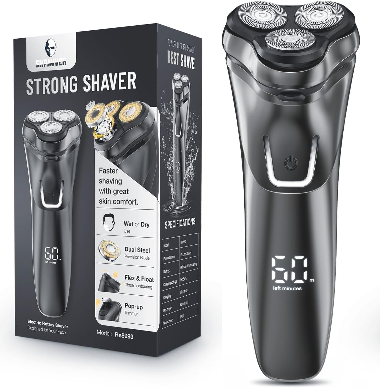 Electric Razor for Men Waterproof: Cordless Wet/Dry Shaver
