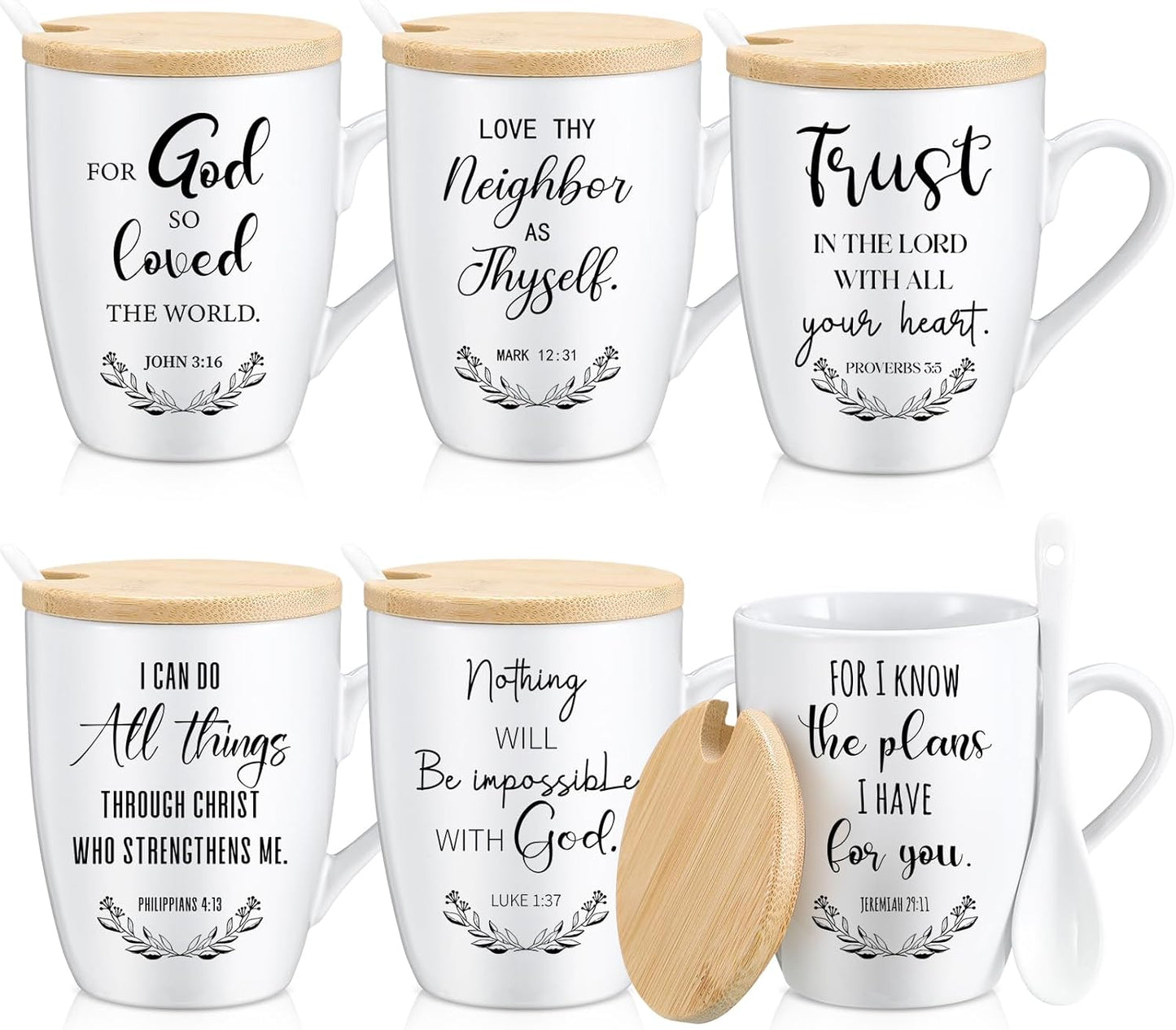Christian Mugs Set with Inspirational Bible Verses for Gifts