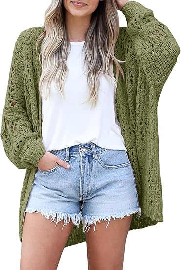 Ermonn Womens Crochet Cardigan Sweater for Boho Summer Style