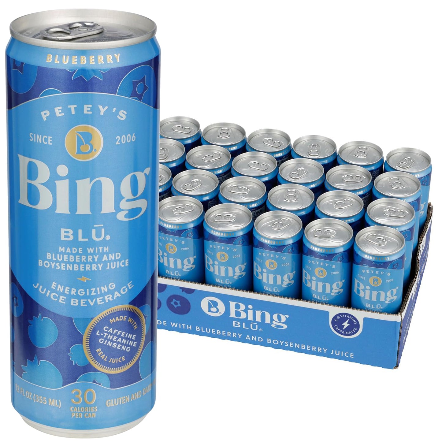 BING BLUEBERRY Energizing Juice Beverage with Real Juice & Caffeine