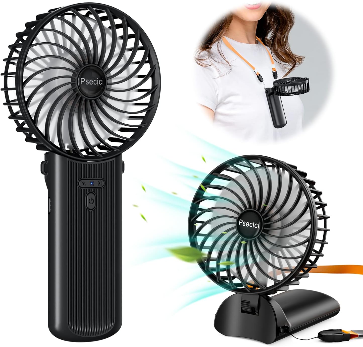 Portable Handheld Fan | 4-Speed Lanyard Fan