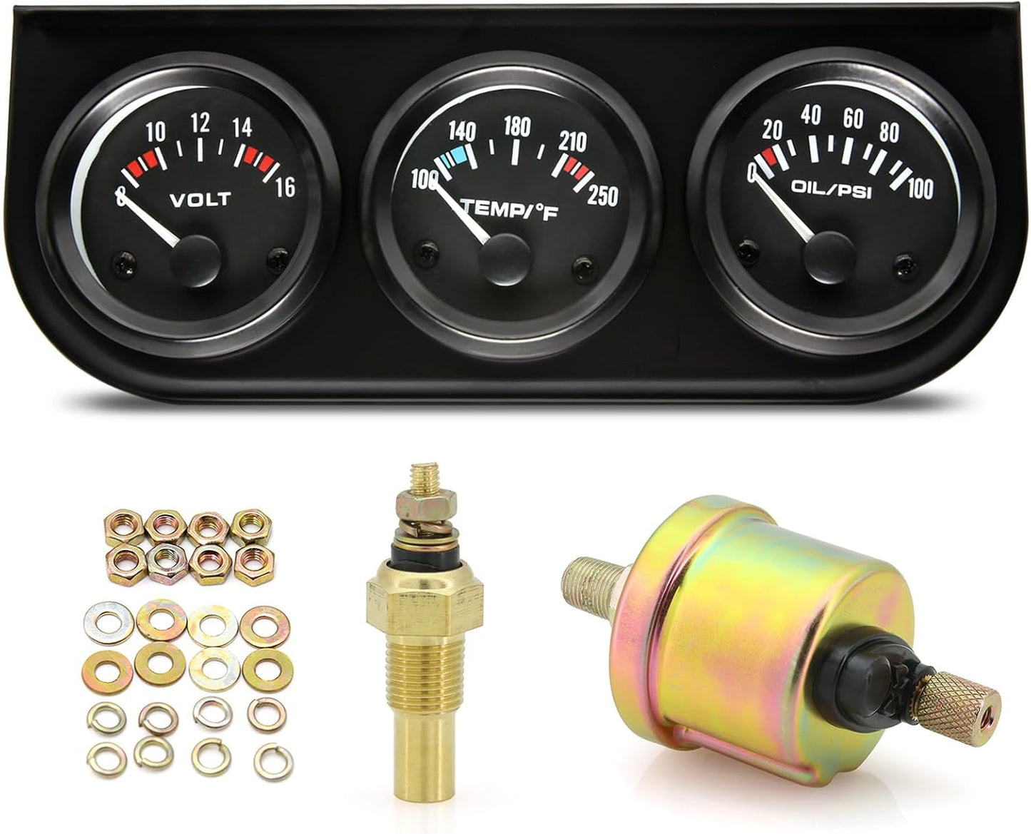 ARTILAURA 52mm Triple Gauge Set for 12V Cars - Essential Kit