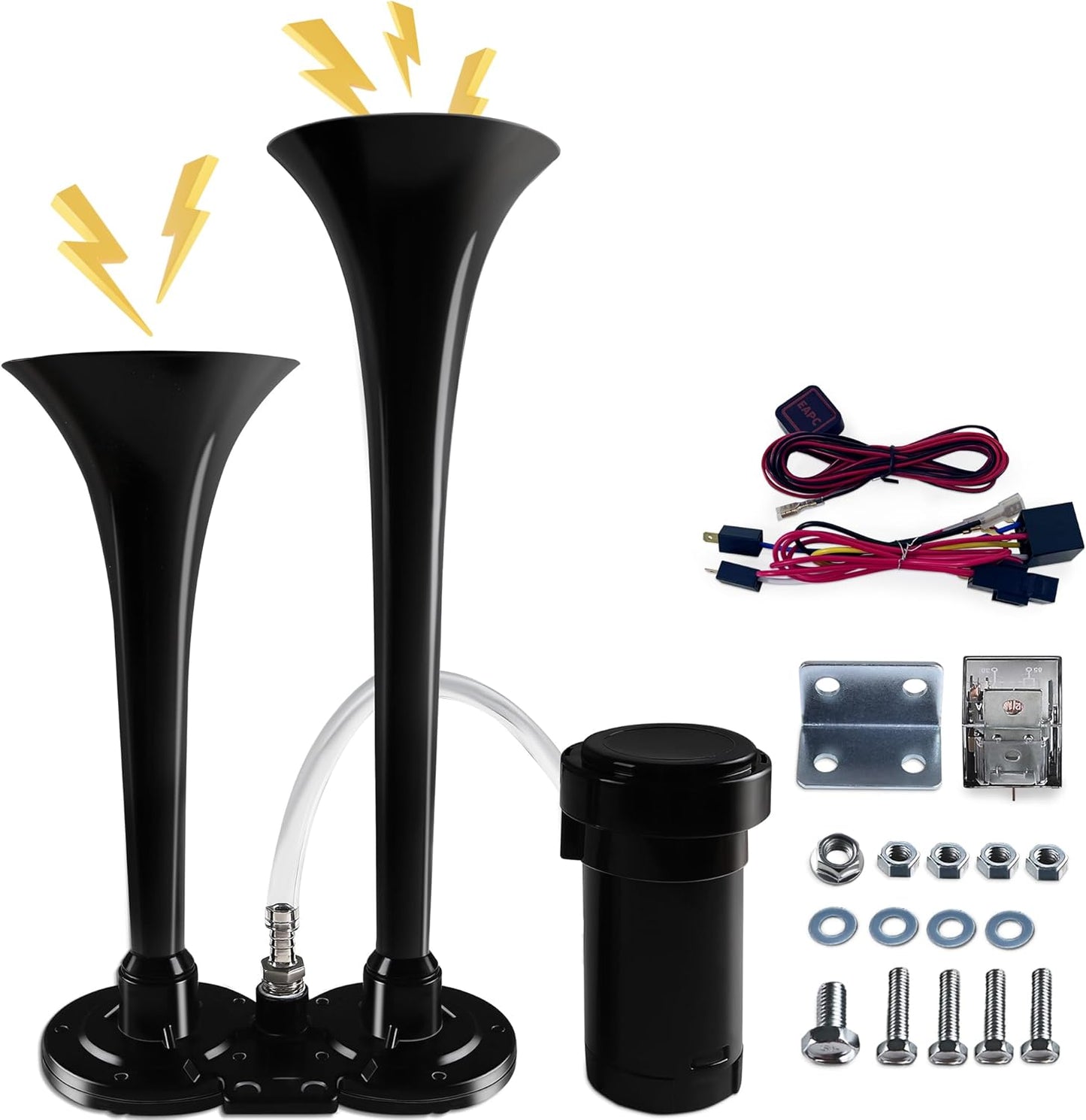 CARFKA Dual Black Train Horn Kit - 150DB Super Loud!