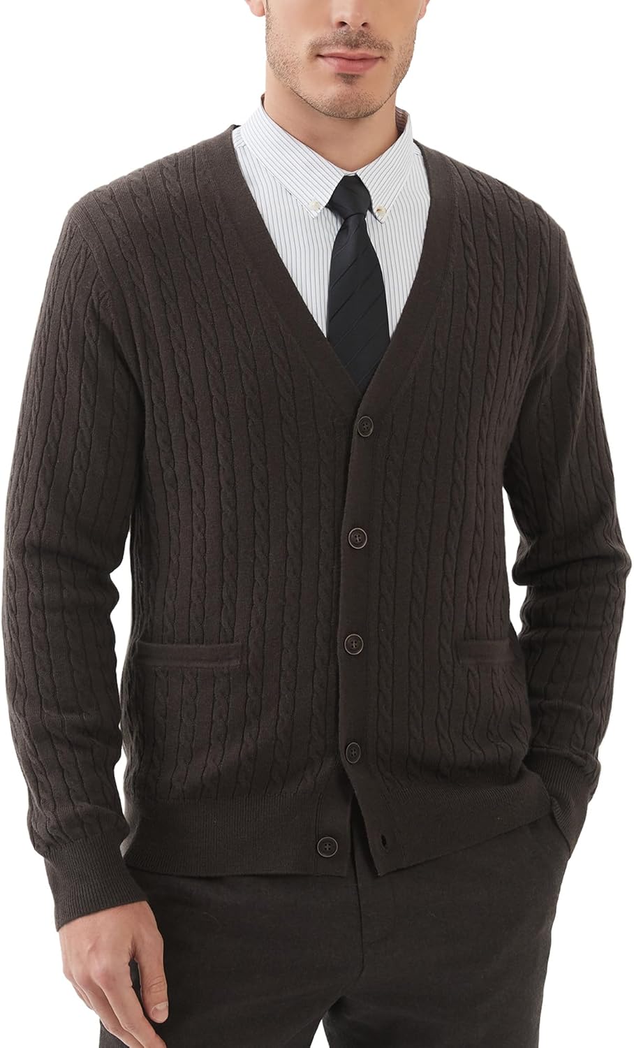 Kallspin Men's Cardigan Sweater for Stylish Warmth and Comfort
