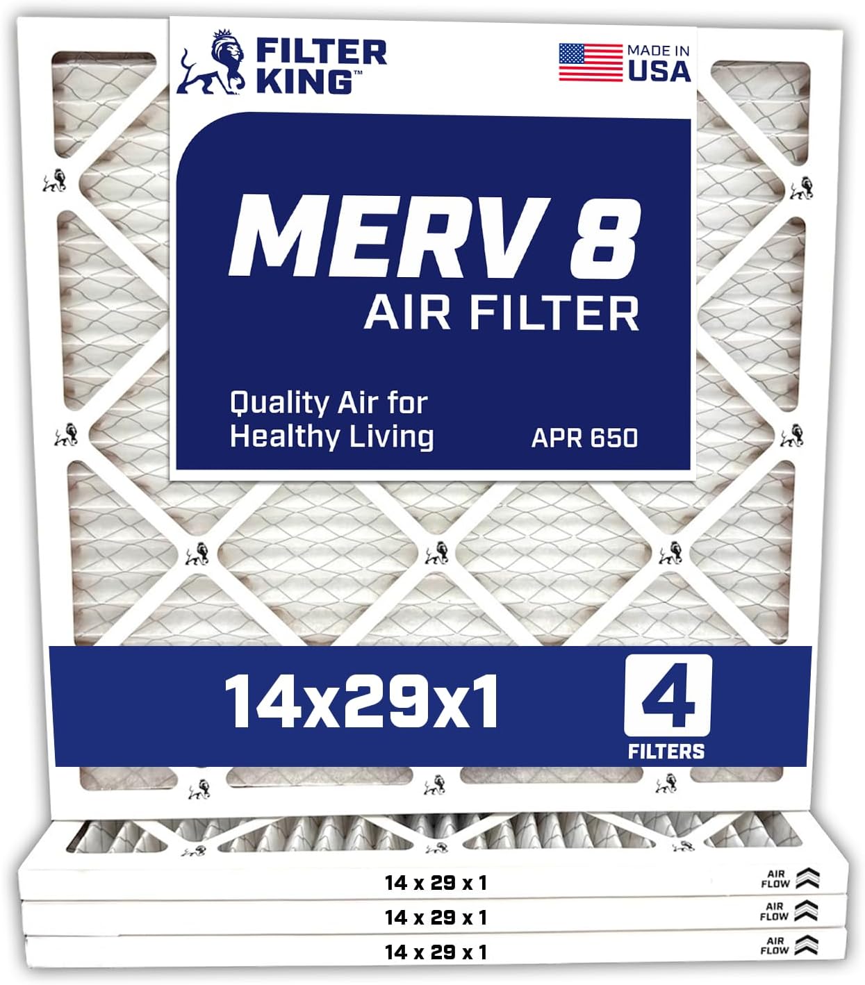 MERV 8 Air Filter 14x29x1 - 4-Pack for HVAC Systems